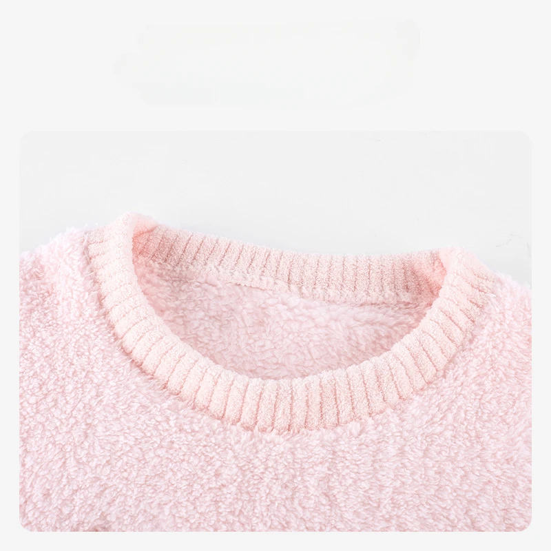 Jacket Winter Clothing - ピンクちょう結びパジャマ長袖クルーネックプルオーバーソフトトップパンツ秋ホームウェア冬パジャマ衣類セット女性のための
