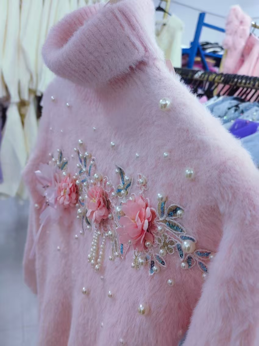 Winter Clothing Photo - リアルフォトタートルネックスリムフィットピンクセーター女性のための秋/冬ニットウェアアウタープルオーバーファム服
