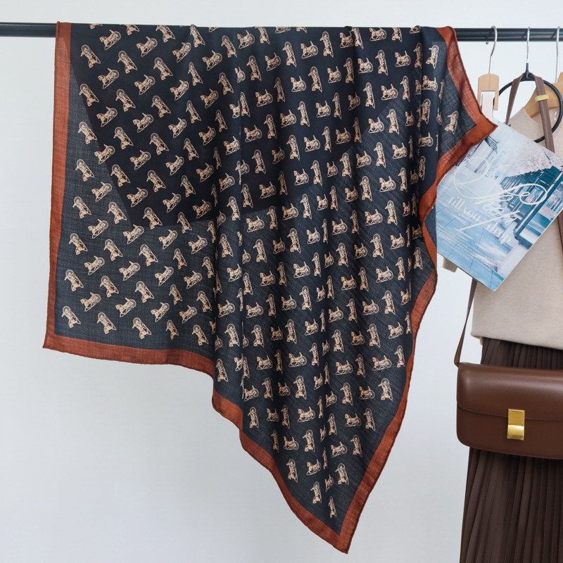 Winter Clothing Hong Kong - シルクウールブレンドスカーフ高級デザイナーショール手巻きエッジバンダナパシュミナ冬服アクセサリー105CM 105CM