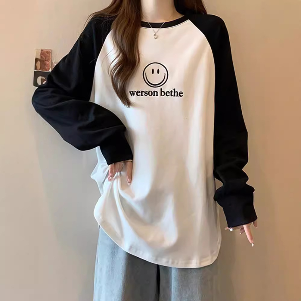 Warm Winter Clothing - 大きいサイズの婦人服秋冬新作ゆったりとしたコントラストカラーで内側も外側も暖かく保つ長袖Tシャツ