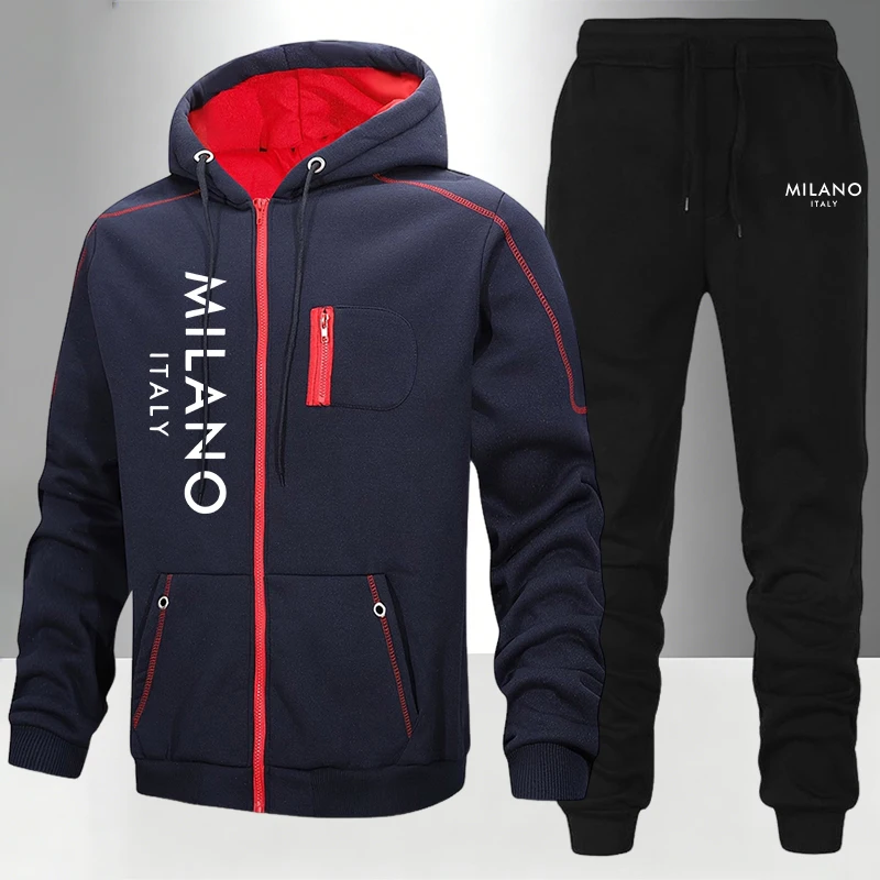Jacket Winter Clothing - 2026 新しいメンズトラックスーツカジュアルパーカースウェットコートアウトドアスポーツジョギング服秋冬シングルジップジャケットパンツ