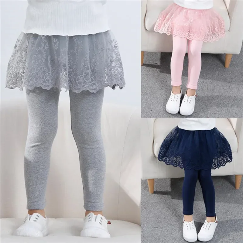 Winter Clothing For Toddlers - 新しい女の赤ちゃんレギンスレースプリンセススカートパンツ春秋子供スリムスカートズボン 2-7 年子供服