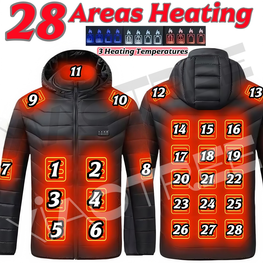 Warm Winter Clothing - 28 エリア男性女性用加熱ジャケット冬 USB 加熱ジャケットスマート加熱服スキーキャンプ防水暖かい自己加熱