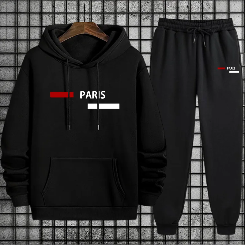 Winter Clothes - メンズトラックスーツ カジュアル フード付きスウェットシャツ アウトドア スポーツ ジョギングウェア