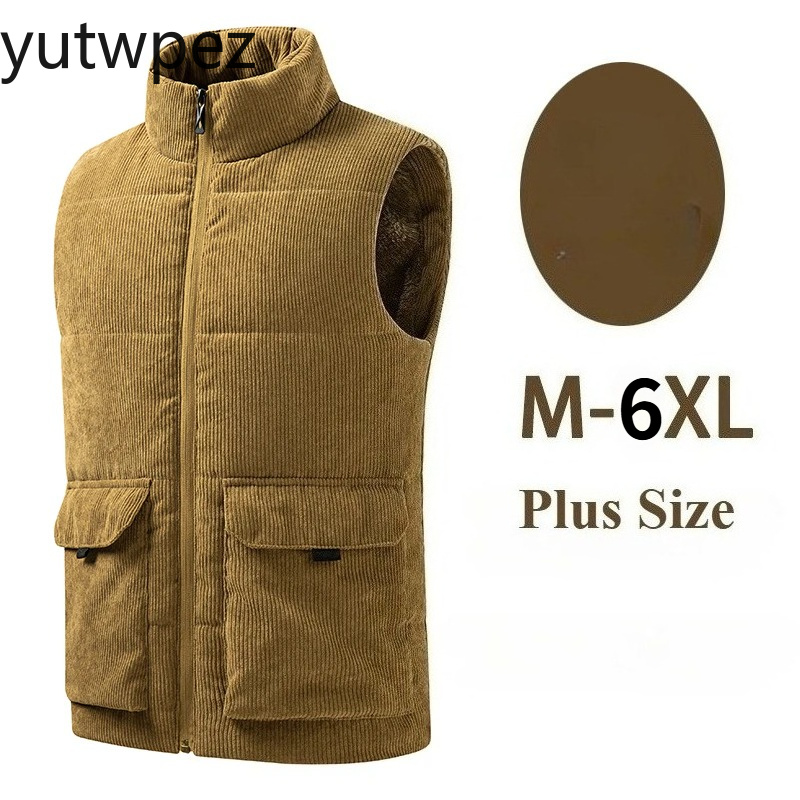 Warm Winter Clothing - 屋外ハイキングファッションウールベスト男性綿入りベストコートメンズノースリーブジャケット暖かいチョッキ服プラスサイズ 6XL