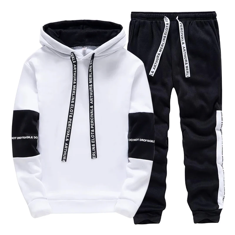 トラックスーツ男性用カジュアルフード付きスウェットシャツアウ - Winter Clothes のレビューと価格