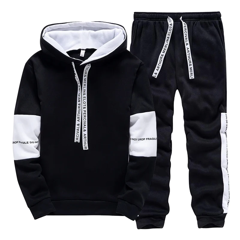 トラックスーツ男性用カジュアルフード付きスウェットシャツアウ - Winter Clothes のレビューと価格
