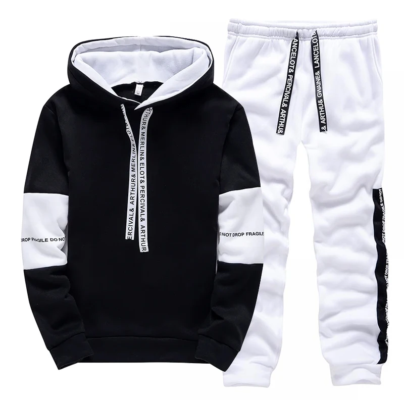トラックスーツ男性用カジュアルフード付きスウェットシャツアウ - Winter Clothes のレビューと価格