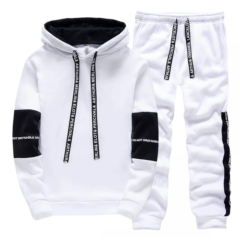 トラックスーツ男性用カジュアルフード付きスウェットシャツアウ - Winter Clothes のレビューと価格