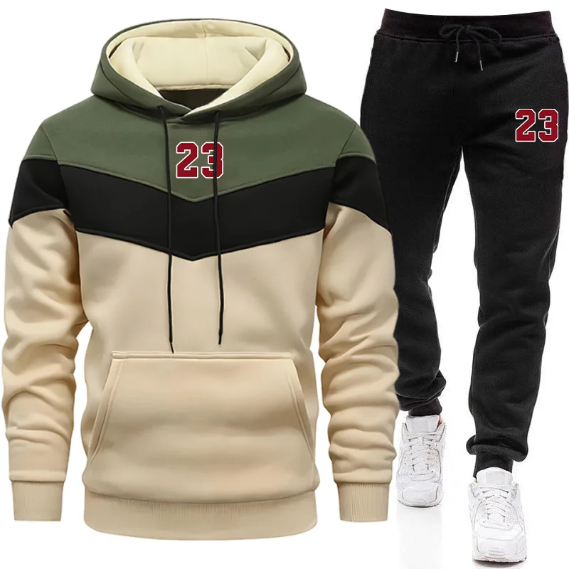 新しいトラックスーツ男性用カジュアルフード付きスウェットシャ - Winter Clothes のレビューと価格