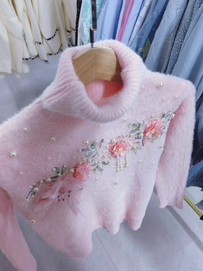 リアルフォトタートルネックスリムフィットピンクセーター女性の - Winter Clothing Photo のレビューと価格