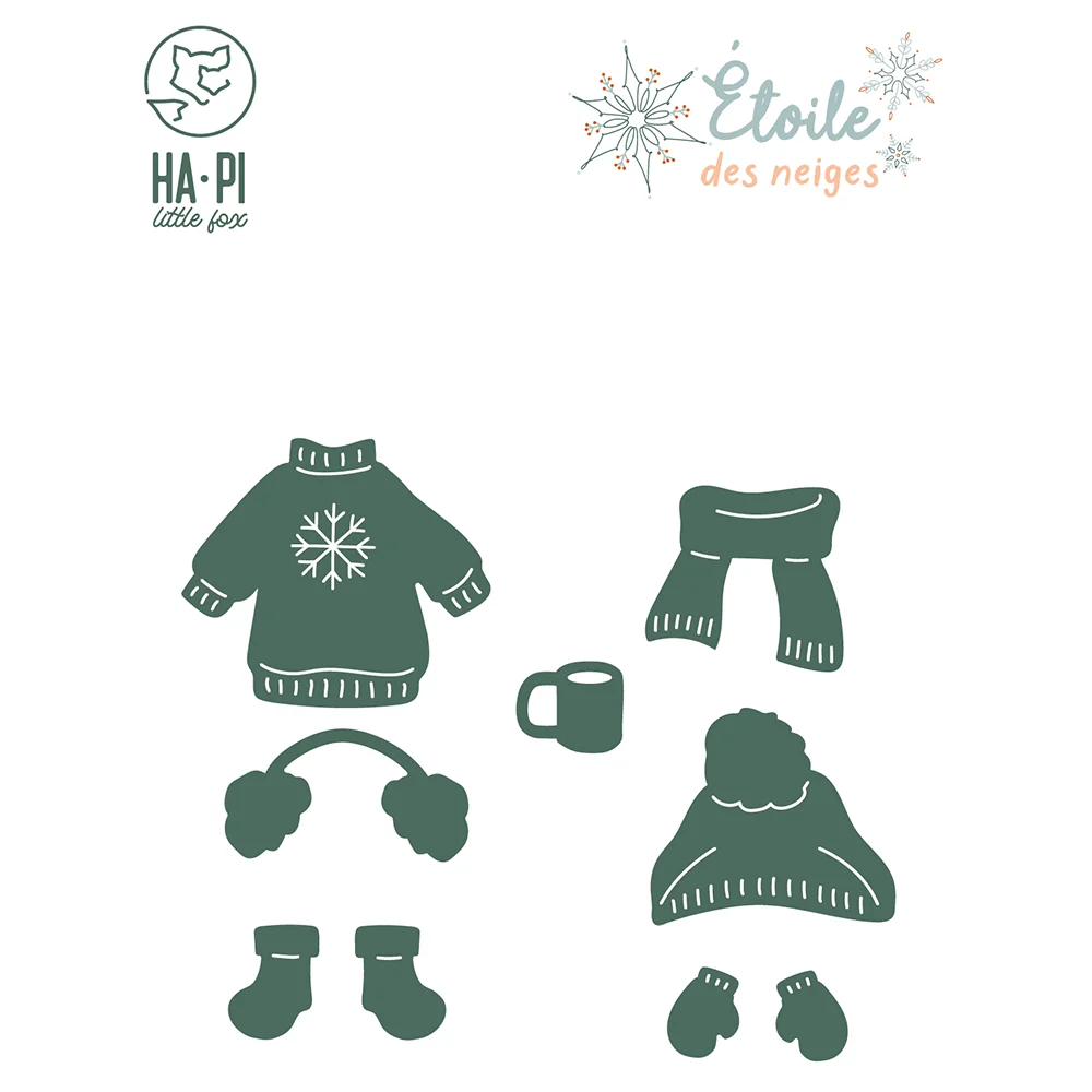 冬のハピカットダイス 金属カットダイスとスタンプ DIYスク - Winter Clothing Photo のレビューと価格