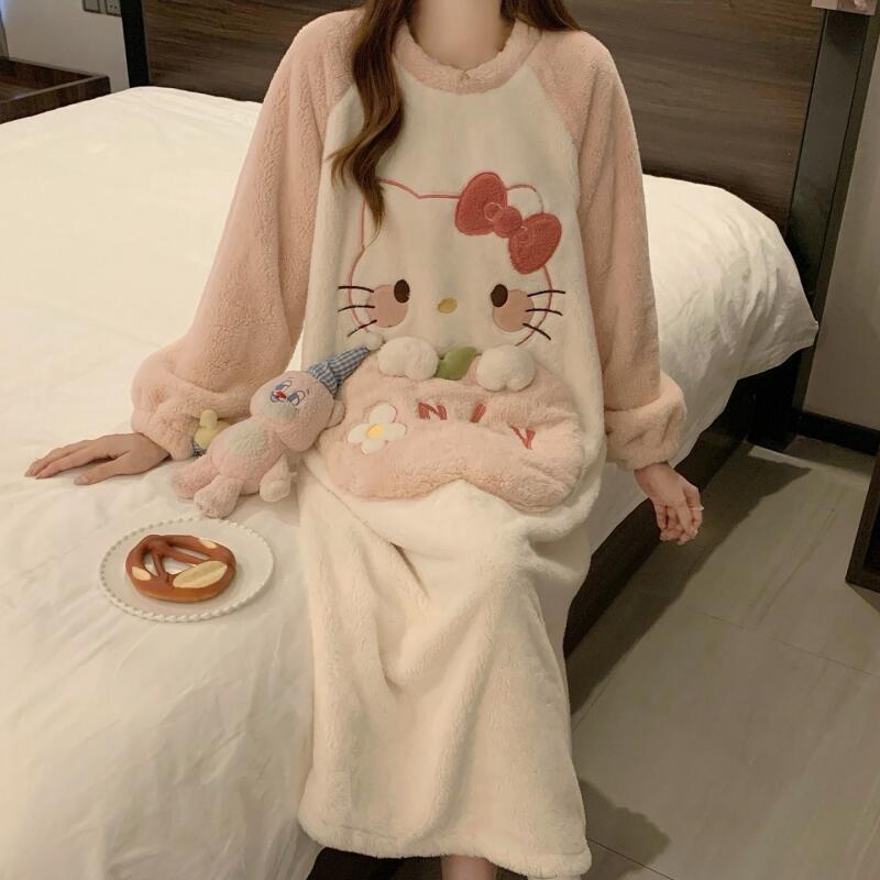 冬のナイトガウンハローキティ女性の秋冬コーラルベルベット厚く - Winter Clothes のレビューと価格