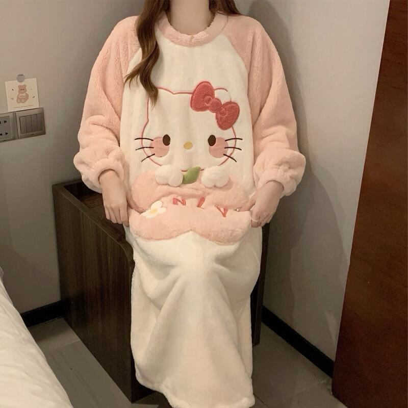 冬のナイトガウンハローキティ女性の秋冬コーラルベルベット厚く - Winter Clothes のレビューと価格