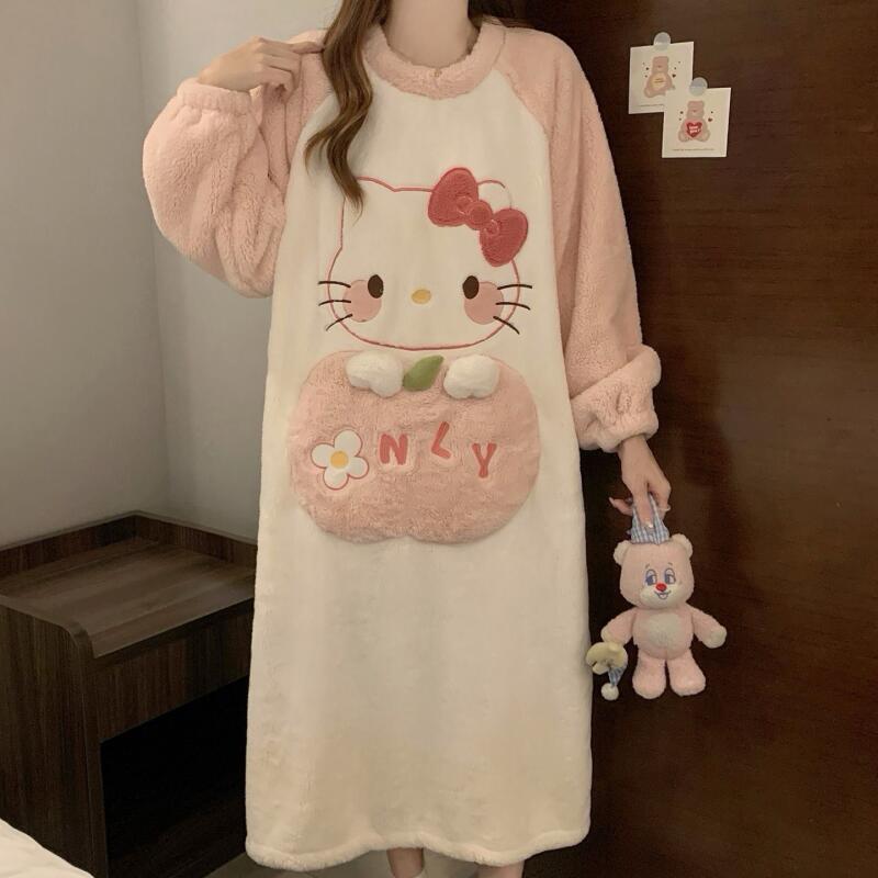 冬のナイトガウンハローキティ女性の秋冬コーラルベルベット厚く - Winter Clothes のレビューと価格