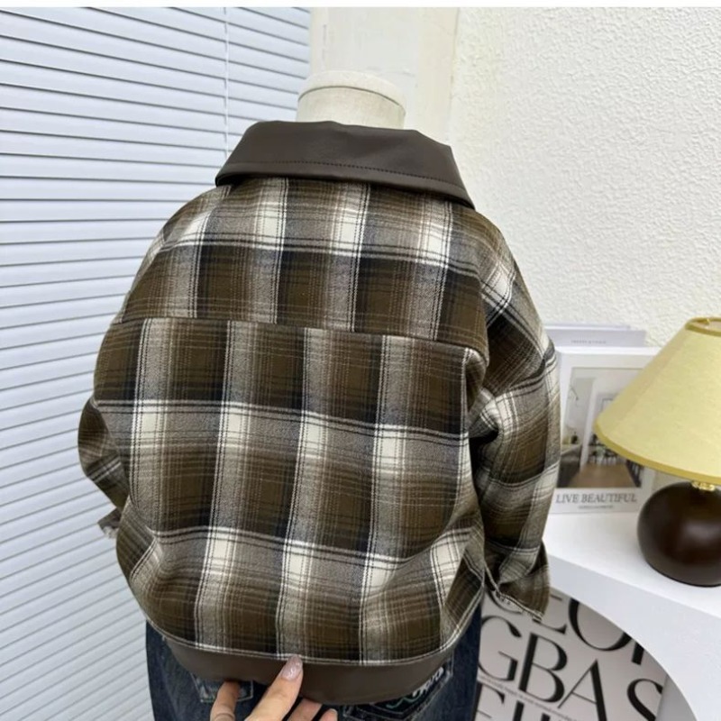 子供のチェック柄ジャケット男の子春長袖屋外服新韓国秋冬ウール - Winter Clothing For Toddlers のレビューと価格