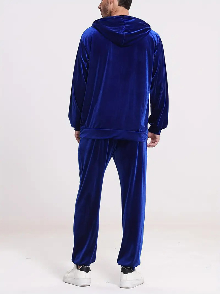 ファッション無地ベルベットツーピースセット メンズ秋冬カジュ - Winter Clothing Color のレビューと価格
