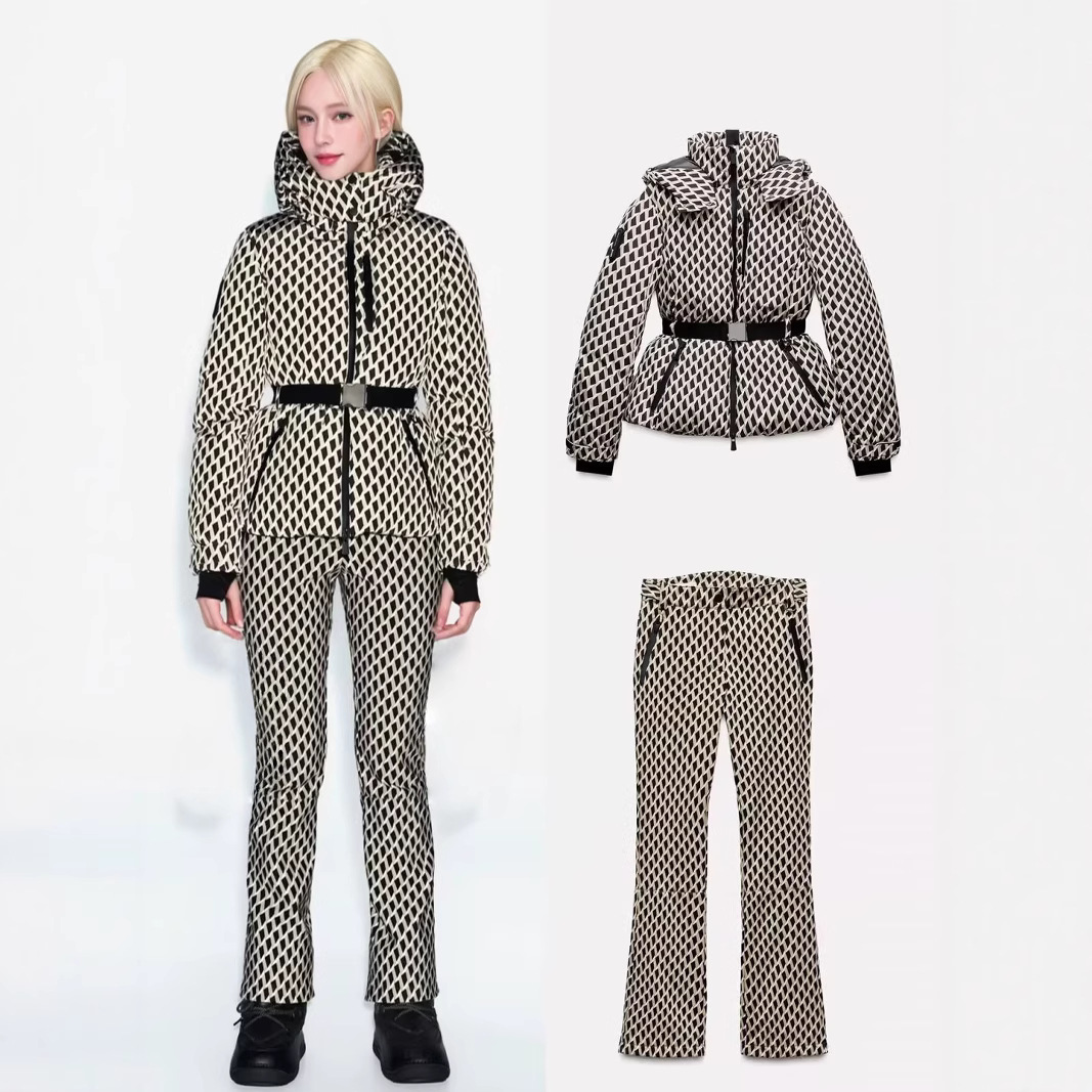 冬用ツーピーススキーセット、フード付きハイウエストパッド入り - Winter Clothing Color のレビューと価格
