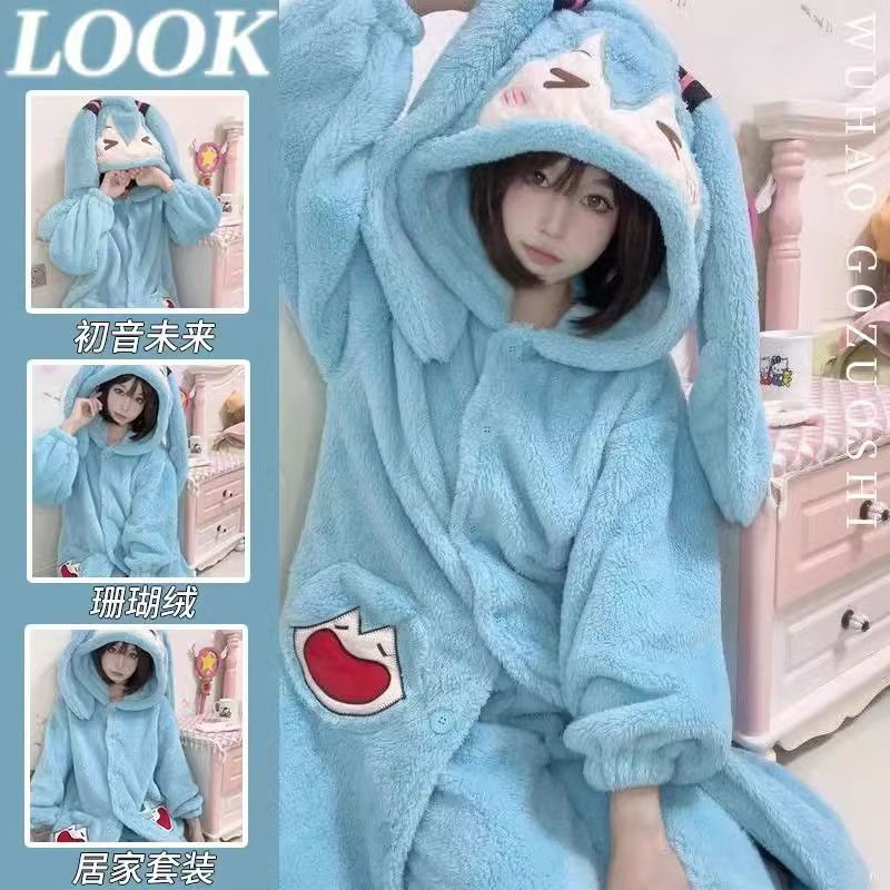 ミクアニメパジャマかわいい冬コーラルベルベット肥厚パジャマセ - Warm Winter Clothing のレビューと価格