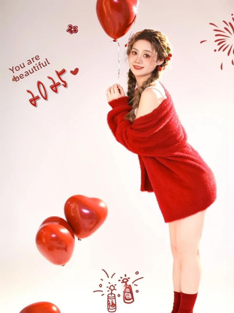 新しい秋冬の赤いセーター芸術写真スタジオガールパーソナリティ - Winter Clothing Photo のレビューと価格