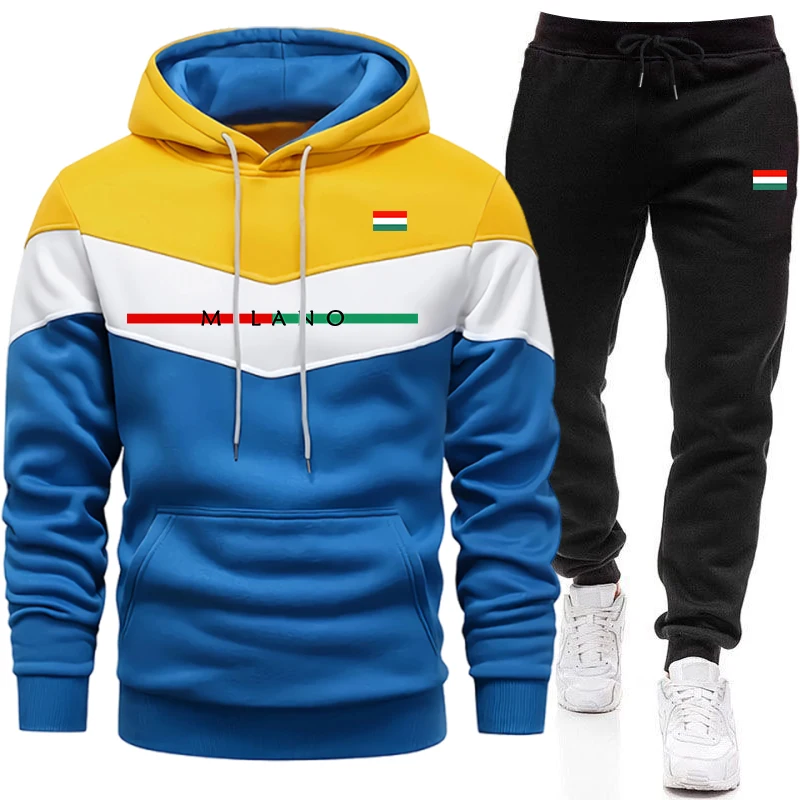 高品質のトラックスーツ男性用カジュアルトリカラースプライスス - Winter Clothing Color のレビューと価格