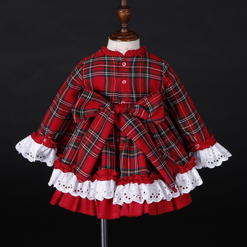 女の赤ちゃん秋冬クリスマス赤チェック柄ヴィンテージスペインポ - Winter Clothing For Toddlers のレビューと価格